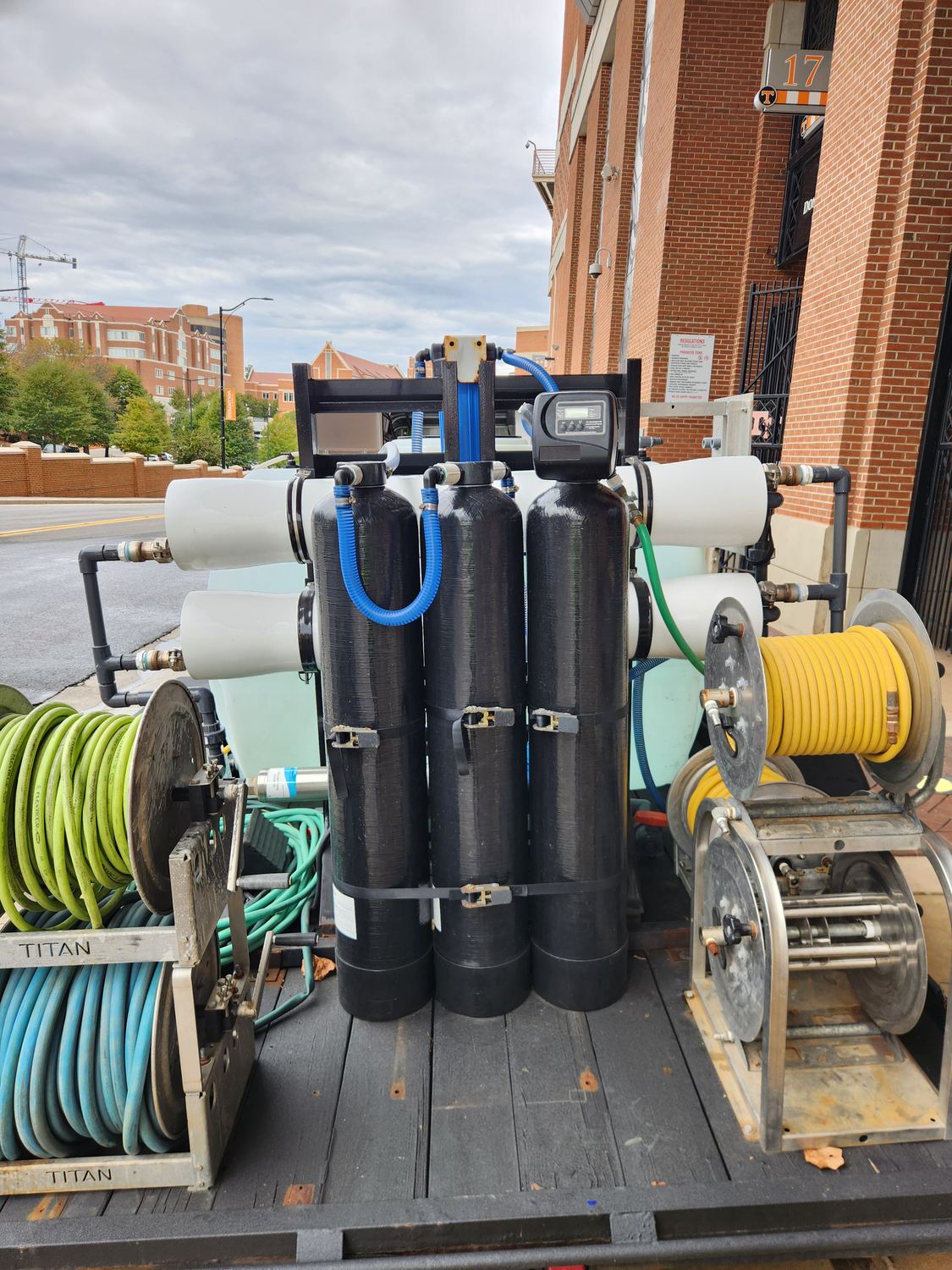Field-built exterior cleaning system