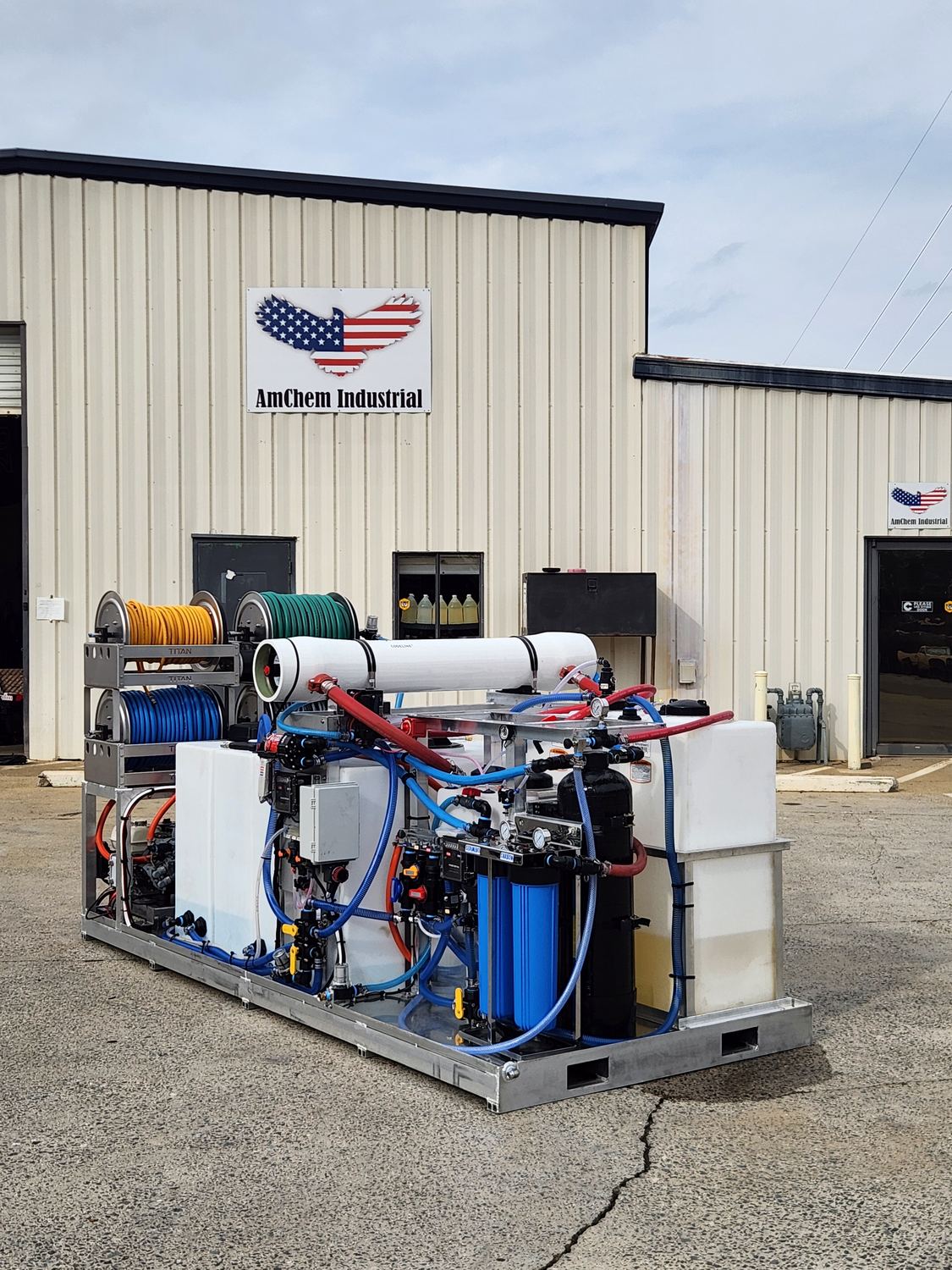 Field-built exterior cleaning system