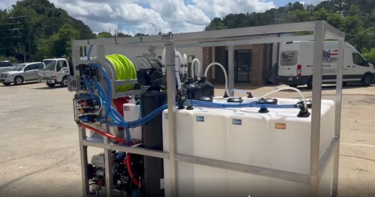 Field-built exterior cleaning system