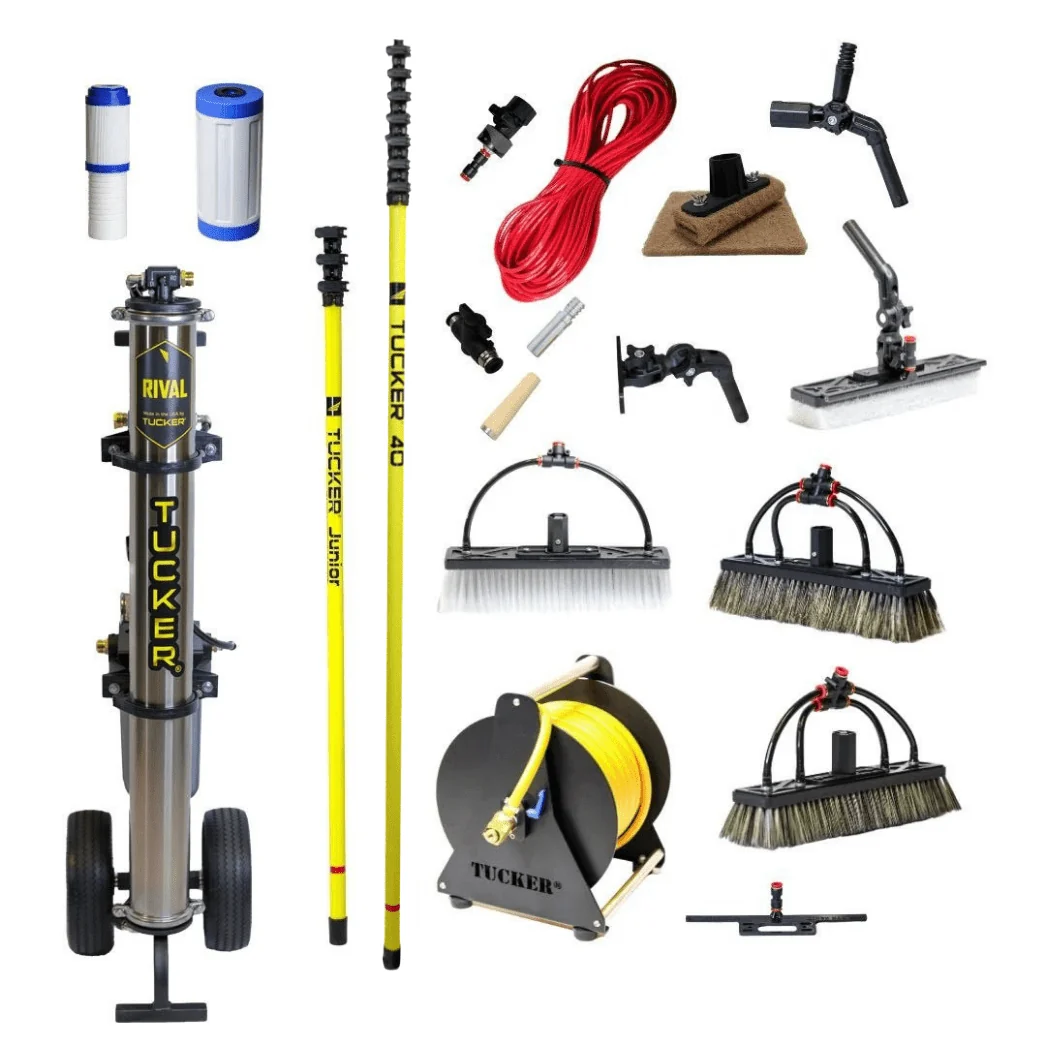 ULTIMATE Rival Residential Kit with RIVAL cart, poles, hose reel, and brushes